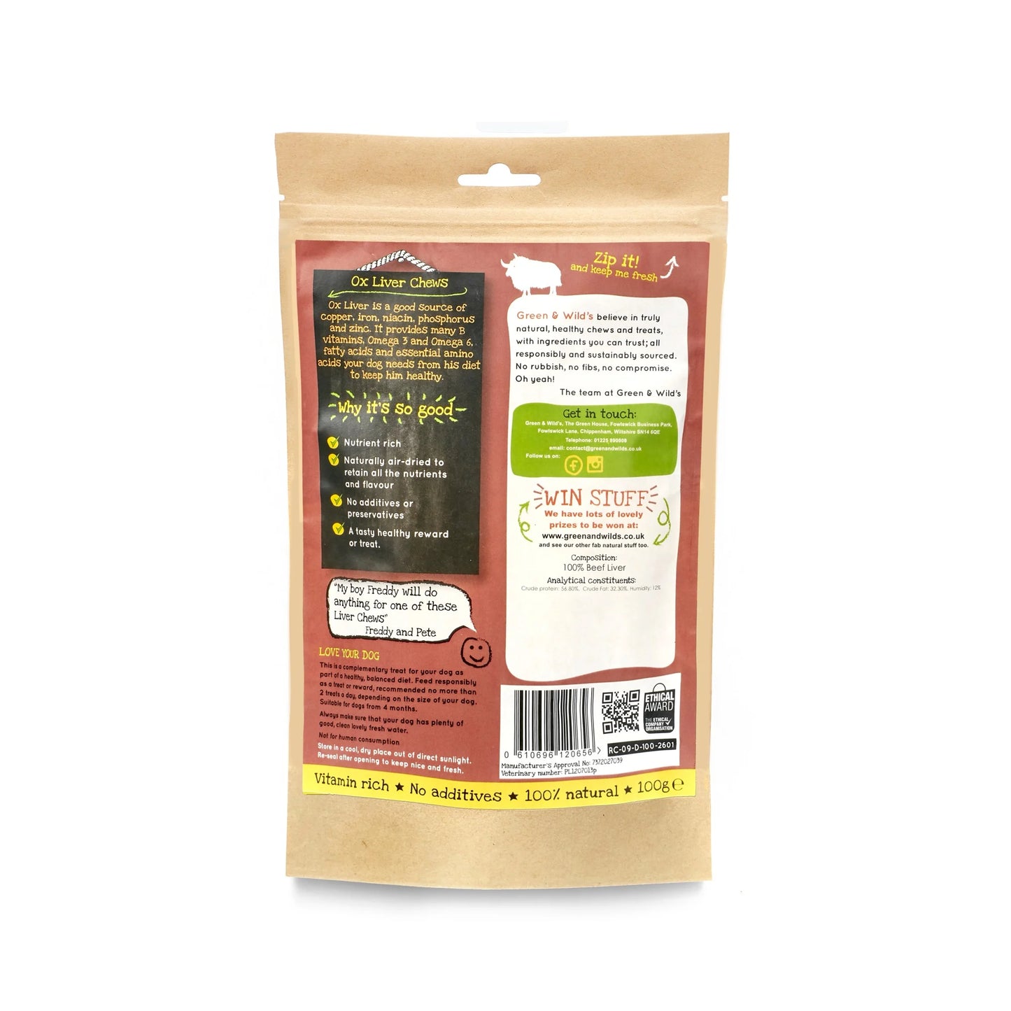 Green & Wild's Ox Liver Chews 100g
