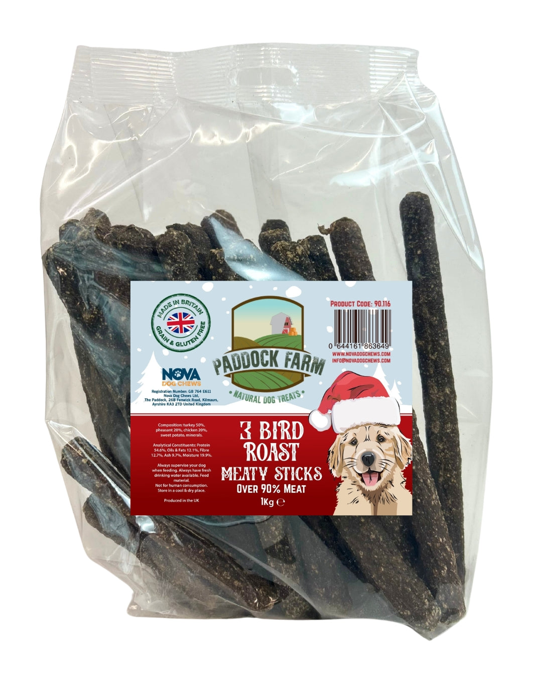 Nova Paddock Farm 3 Bird Roast Meaty Sticks 1kg