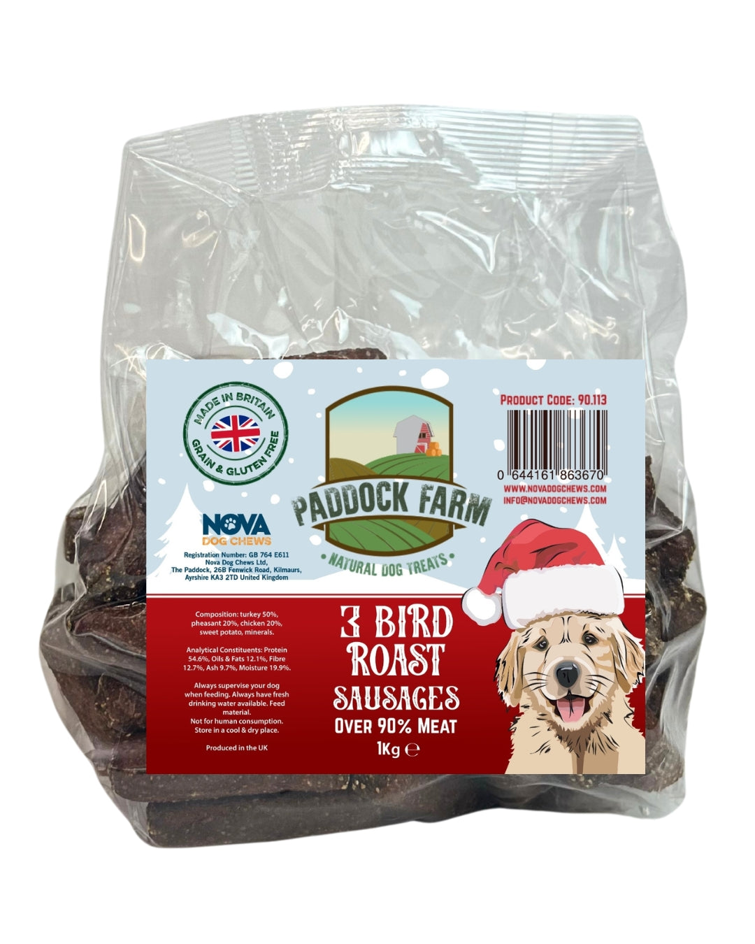 Antos Paddock Farm 3 Bird Roast Sausages 1kg