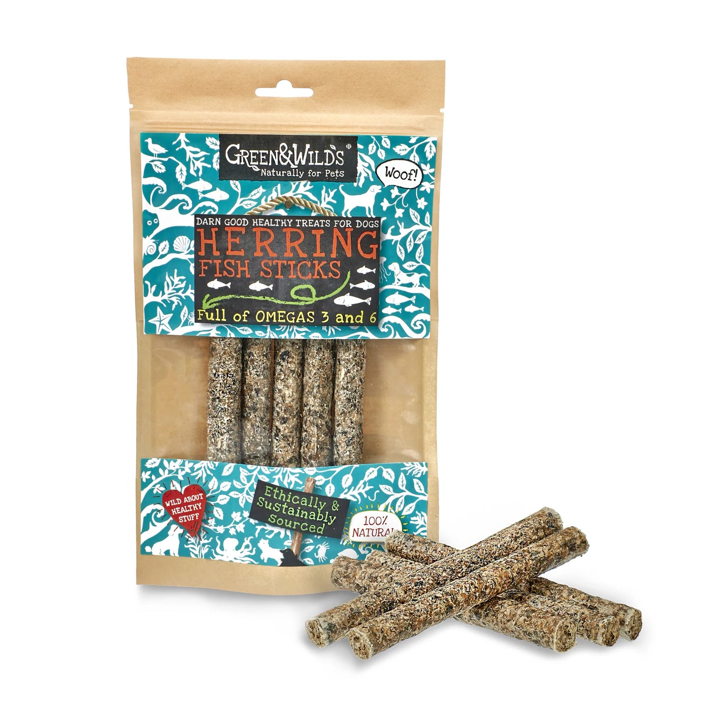 Green & Wilds Herring Fish Sticks For Dogs 100g
