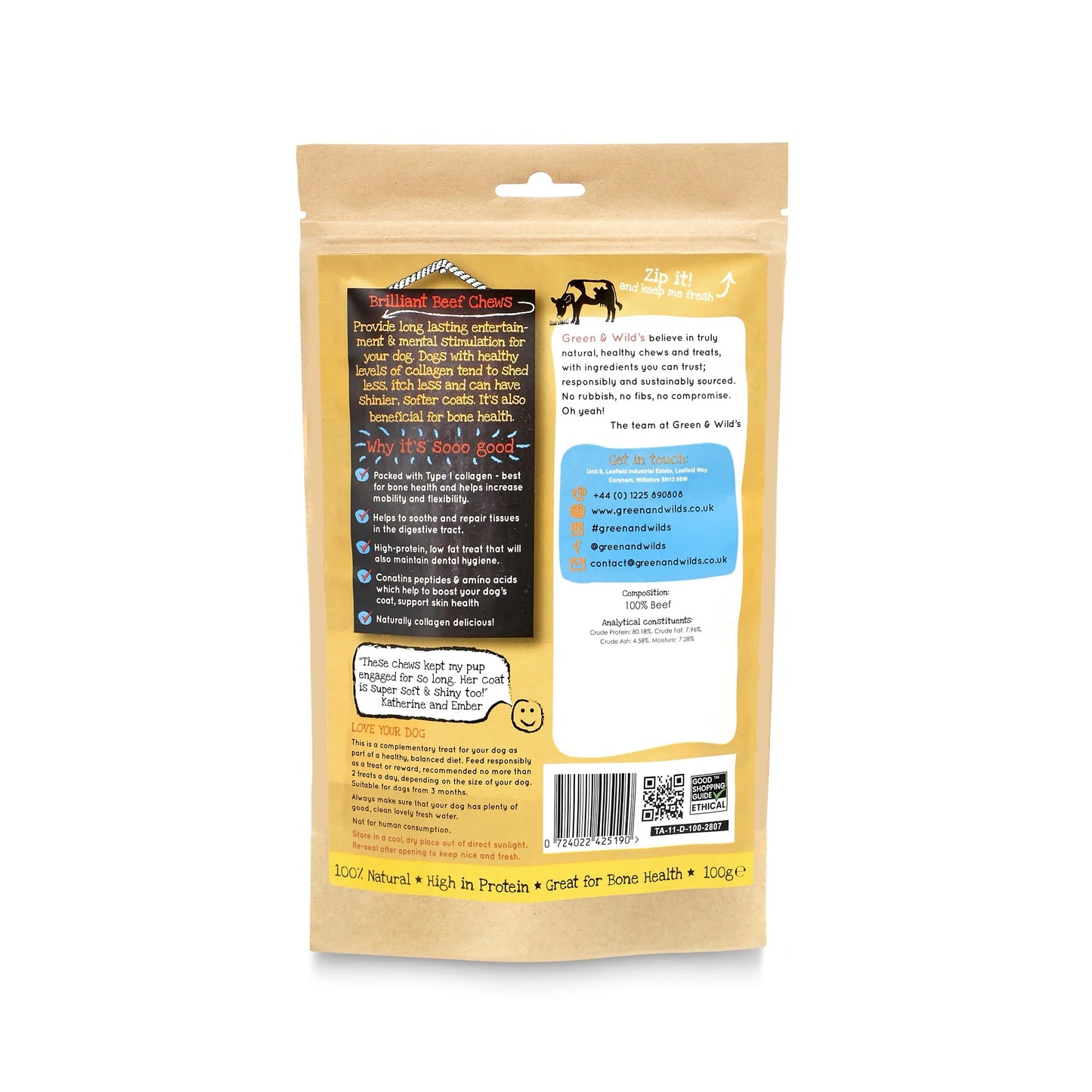 Green & Wild's Brilliant Beef Collagen Chews 100g