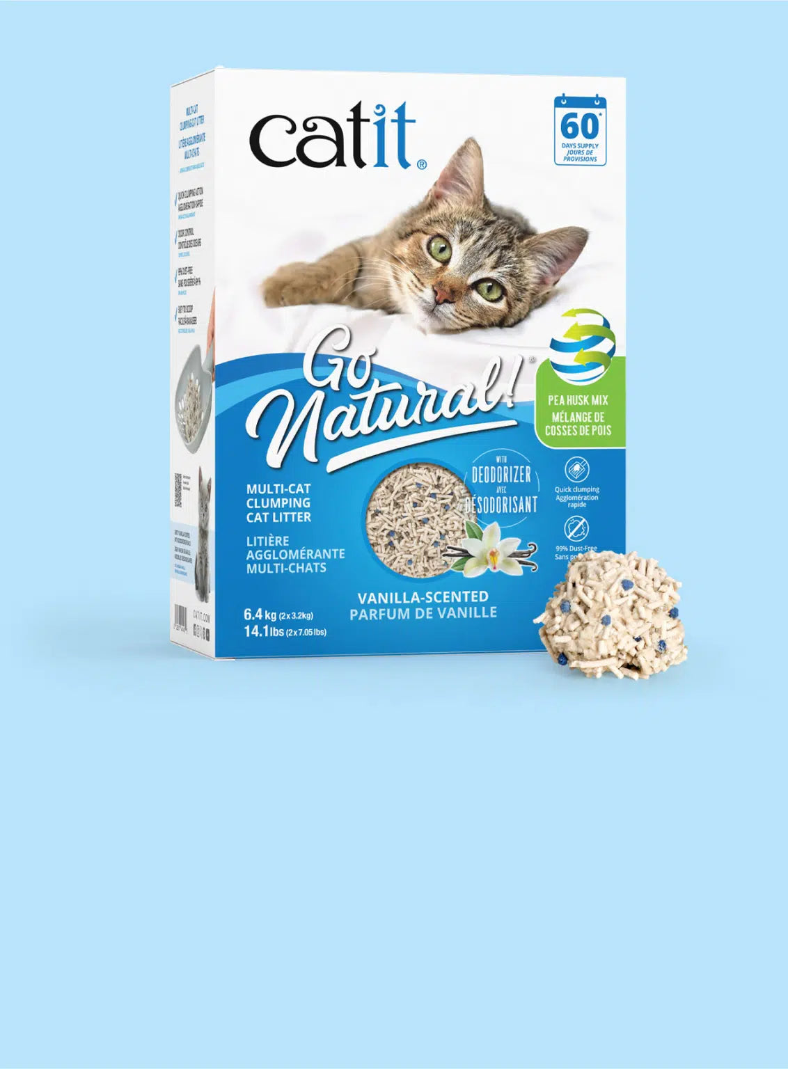 Catit Go Natural Pea Husk Clumping Litter 14l