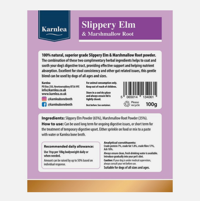 Karnlea Slippery Elm & Marshmallow Root Powder 100g