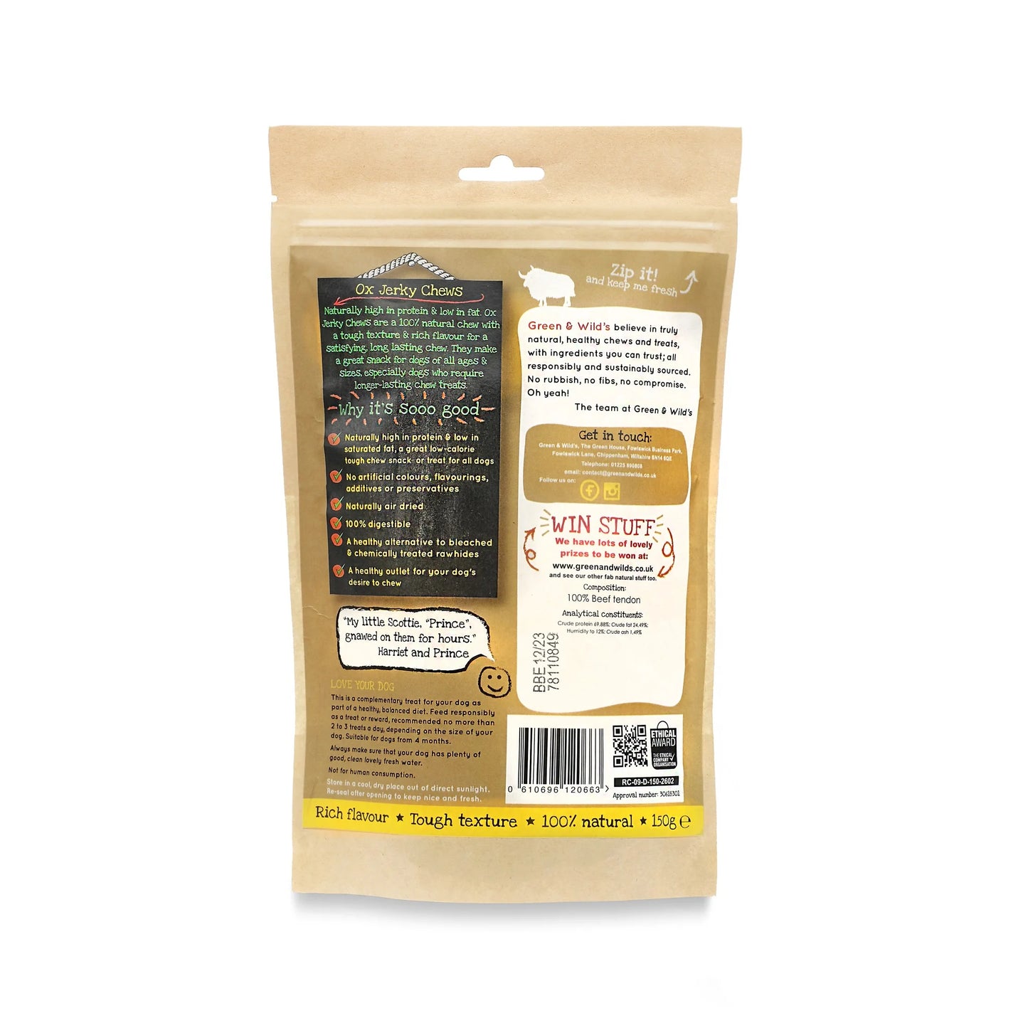 Green & Wild's Ox Jerky Chews 150g