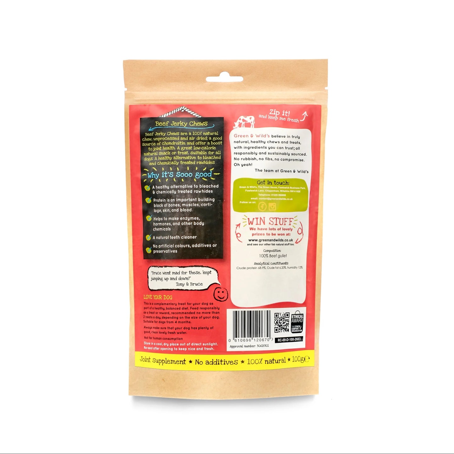 Green & Wilds Beef Jerky Chews 100g