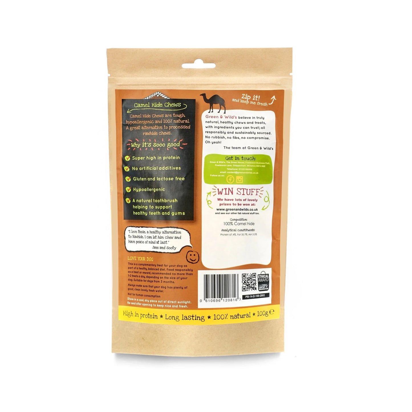 Green & Wild's Wild Bills Camel Hide Chews 100g