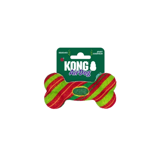 KONG Holiday AirDog Squeaker Bone Stripe Small