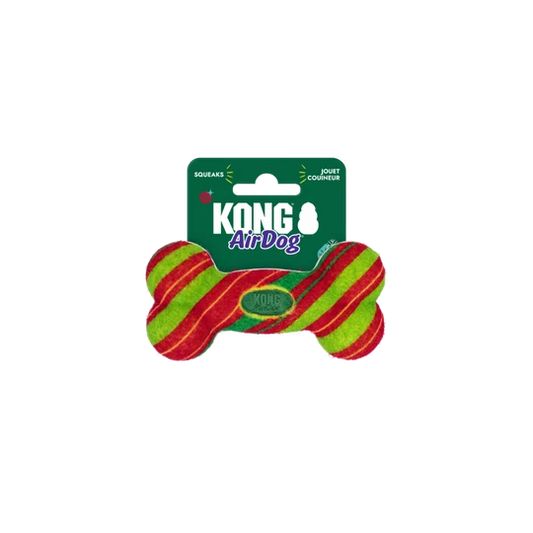 KONG Holiday AirDog Squeaker Bone Stripe Small