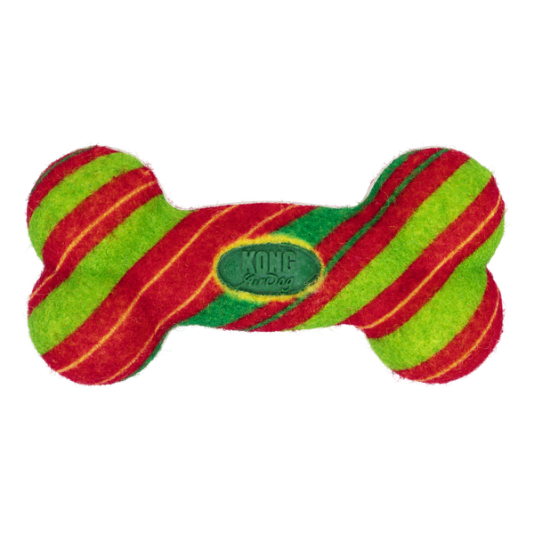 KONG Holiday AirDog Squeaker Bone Stripe Small
