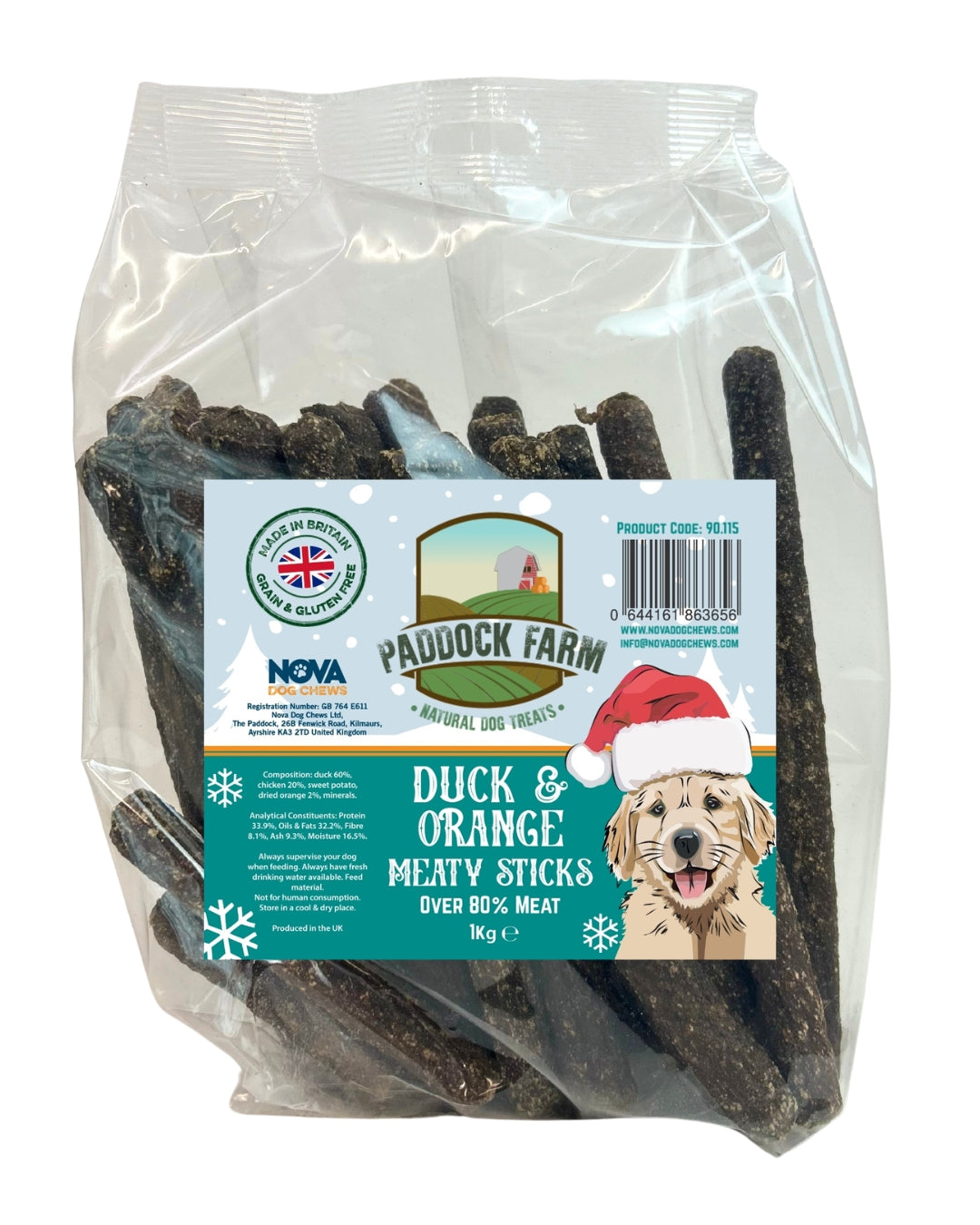 Nova Paddock Farm Duck & Orange Meaty Sticks 1kg