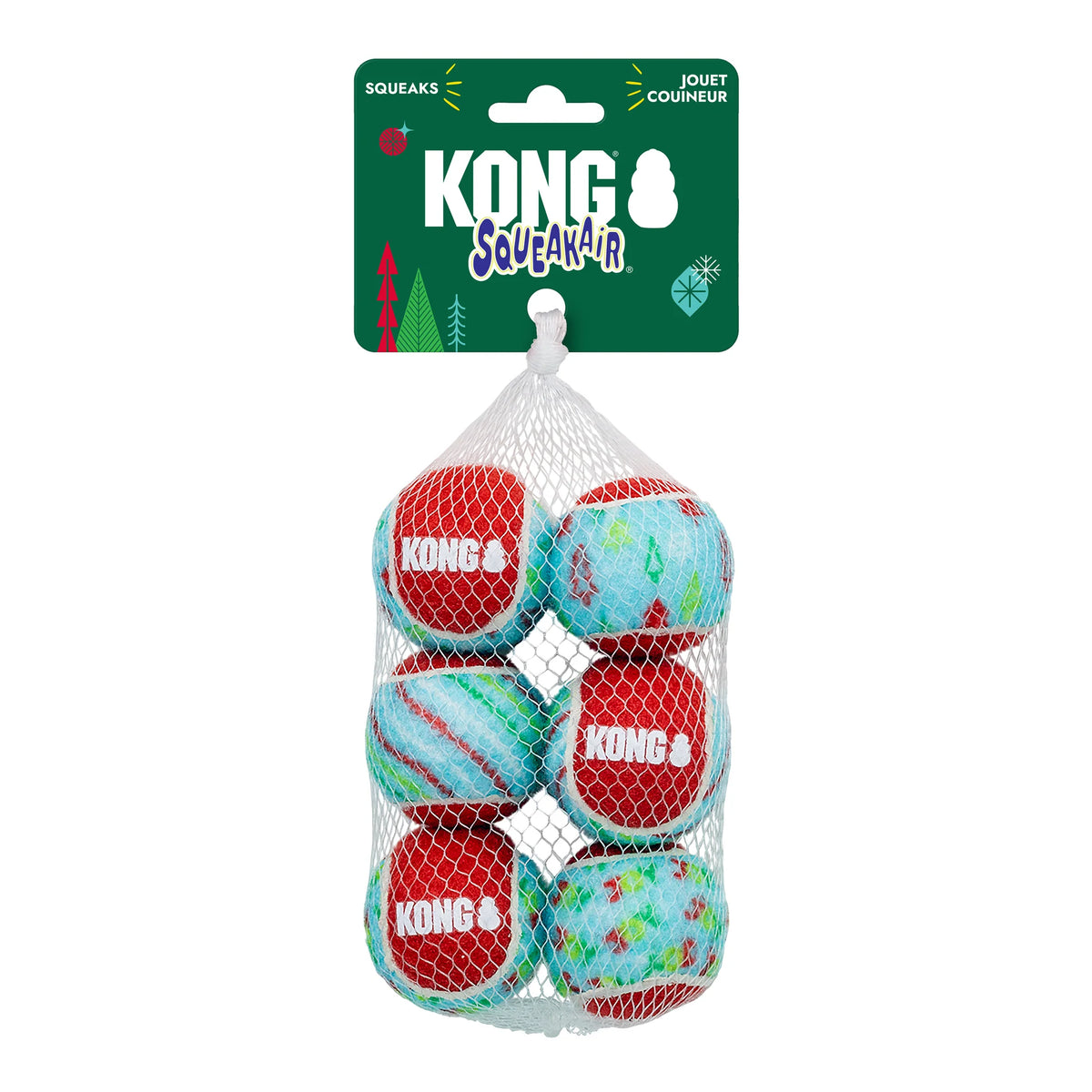 KONG Holiday Squeakair Balls 6 Pack Medium