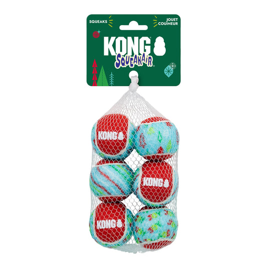 KONG Holiday Squeakair Balls 6 Pack Medium