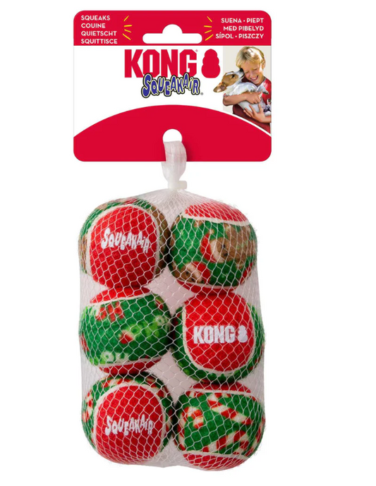 KONG Holiday Squeak Air Balls Small 6 pk