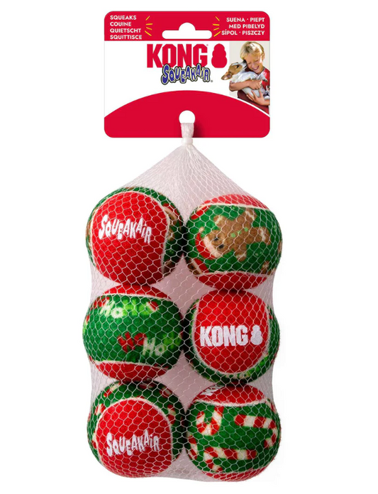 KONG Holiday Squeakair Balls 6 Pack Medium