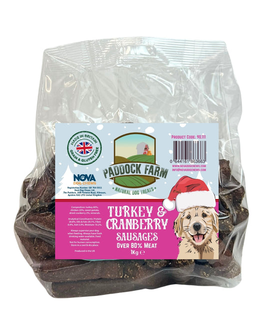 Nova Paddock Farm Turkey & Cranberry Sausages 1kg