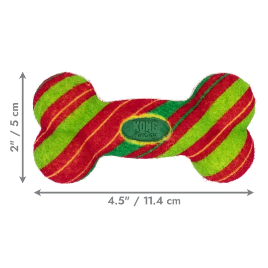 KONG Holiday AirDog Squeaker Bone Stripe Small