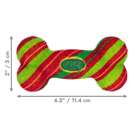 KONG Holiday AirDog Squeaker Bone Stripe Small