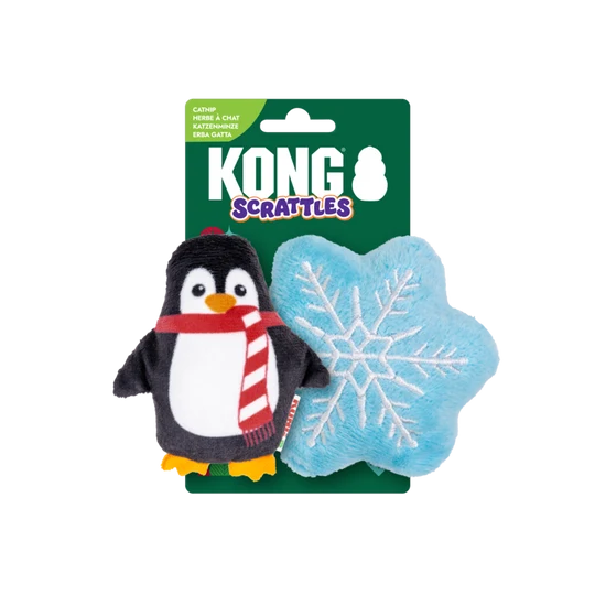 KONG Holiday Scrattles Pengiun Snowflake Two Pack